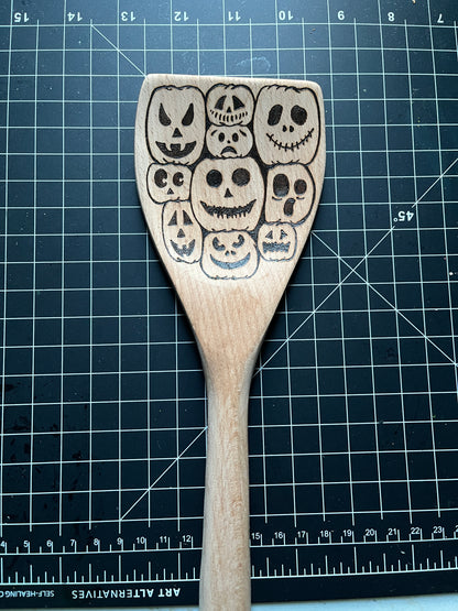 Spooky Pumpkin Wooden Spatula