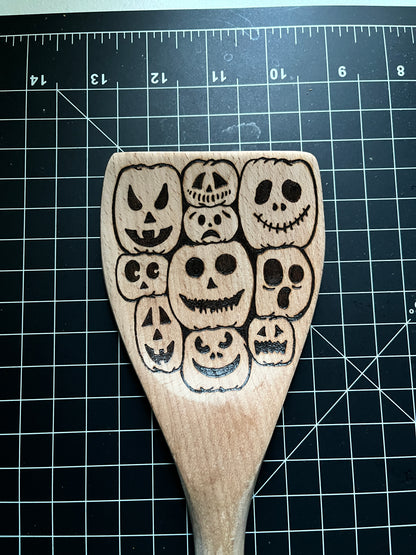 Spooky Pumpkin Wooden Spatula